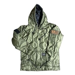 Grunt Style  Woobie Hoodie Jacket Men's Size Small Olive Green Quilted